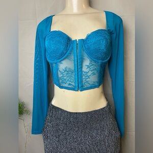 Sincerely Jules corset Teal Lace Crop Top